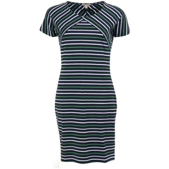 Barbour Dresses & Skirts - Barbour Littlehampton Dress Striped Jersey Short Sleeve Size 6 Navy Blue Green
